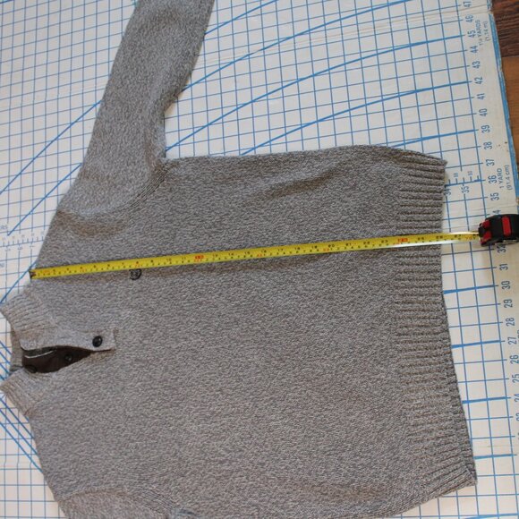 CHAPS Brown Cotton 1/4 Button Sweater, Large - Picture 6 of 8